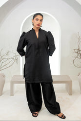 Sable Black Raw Silk Pret 2Pcs