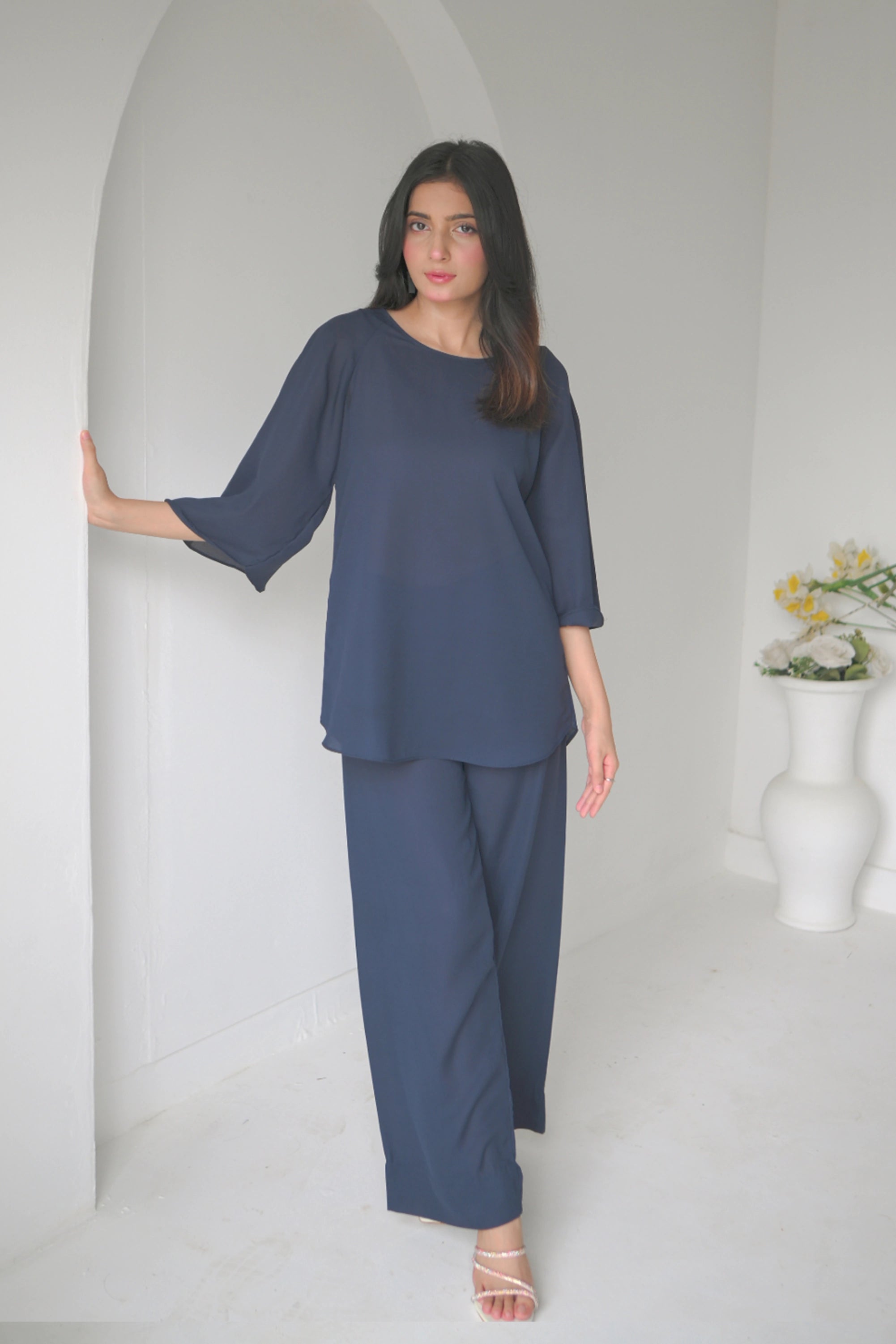 Aqua Georgette Co Ord Set