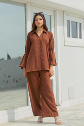 Brown Georgette Pret 2Pcs