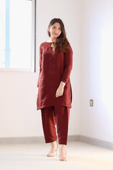 Maroon Raw Silk Pret 2Pcs