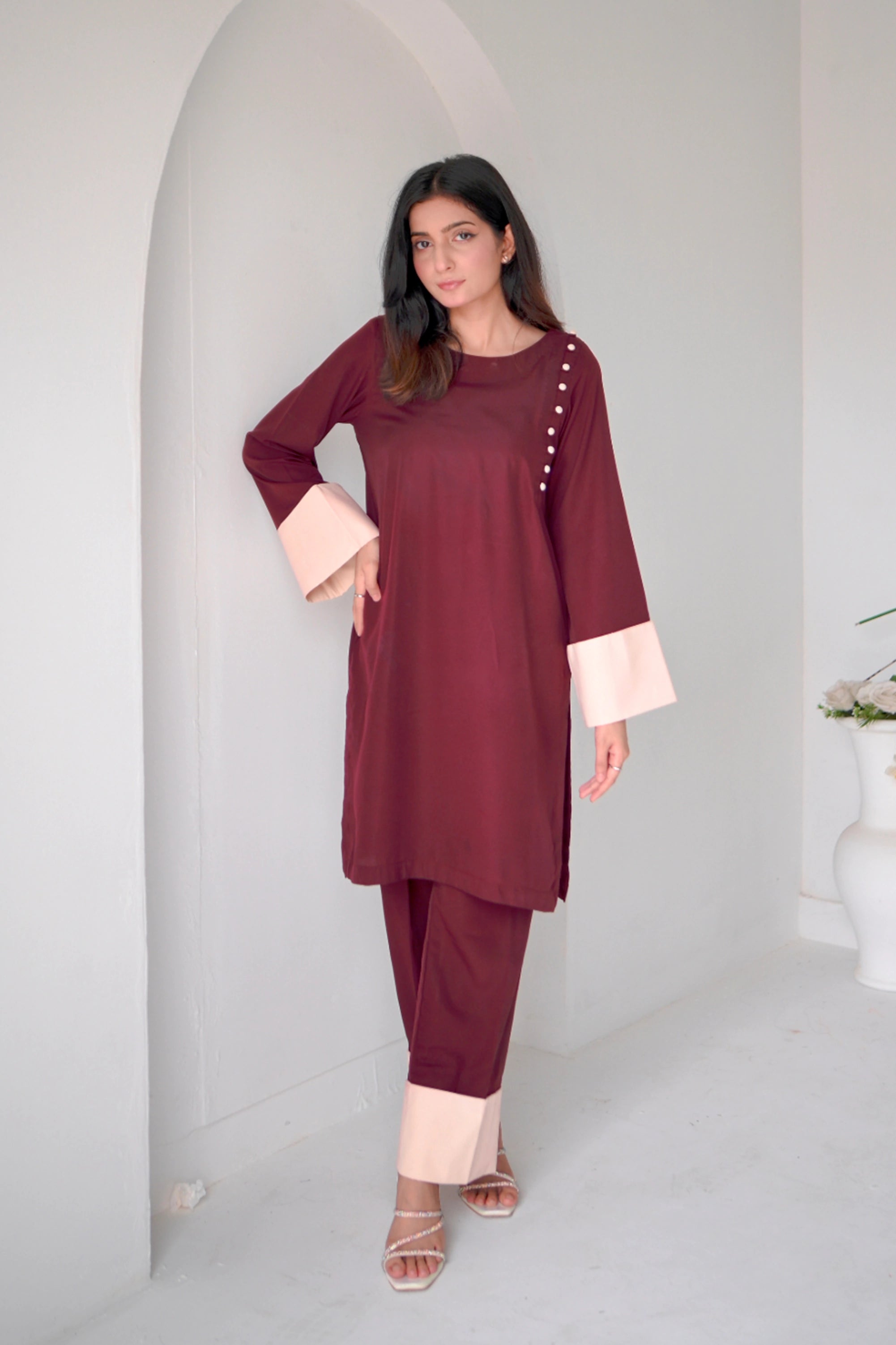 Scarlet Georgette Pret 2Pcs
